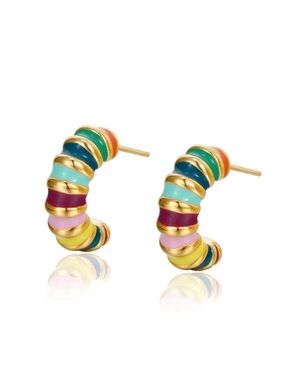 Enamel Croissant Earrings | 14K Gold Plated | 925 Sterling Silver